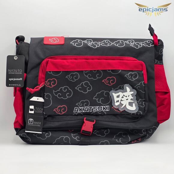 Naruto Shippuden Red Black Akatsuki Messenger Adjustable Crossbody Bag New - Picture 1 of 3